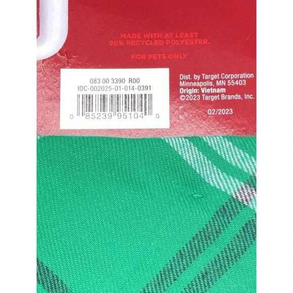 NWT  Wondershop Christmas Pet Bandana Dog Cat Green Plaid Holiday One Size - Picture 3 of 4